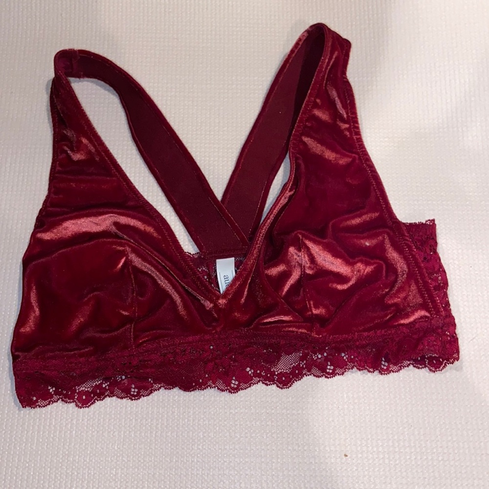 Maroon velvet lace bralette from target. Size large.